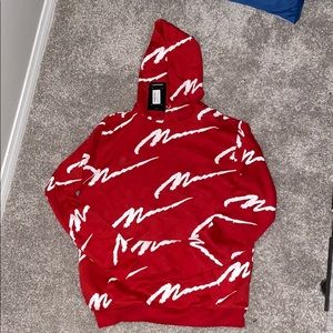 Boohoo Man Exclusive Red/White Hoodie